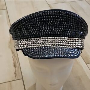 Black and Silver Embellished Women's Hat